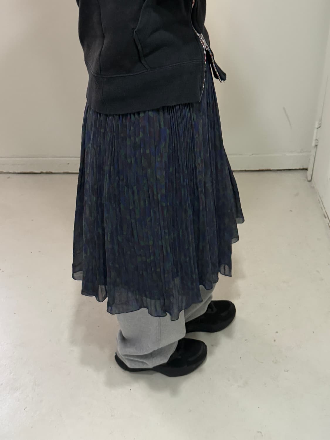 일본빈티지 블루그린 플리츠 스컽 상품이미지2