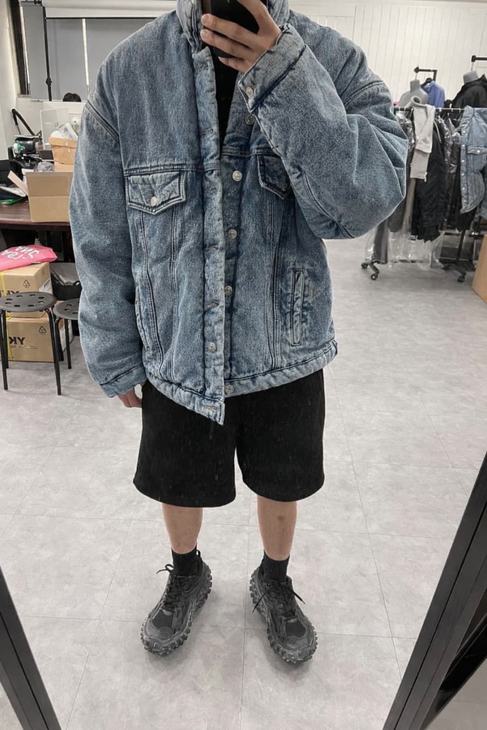 인터섹션 오버사이즈 데님 패딩 점퍼 상품이미지1