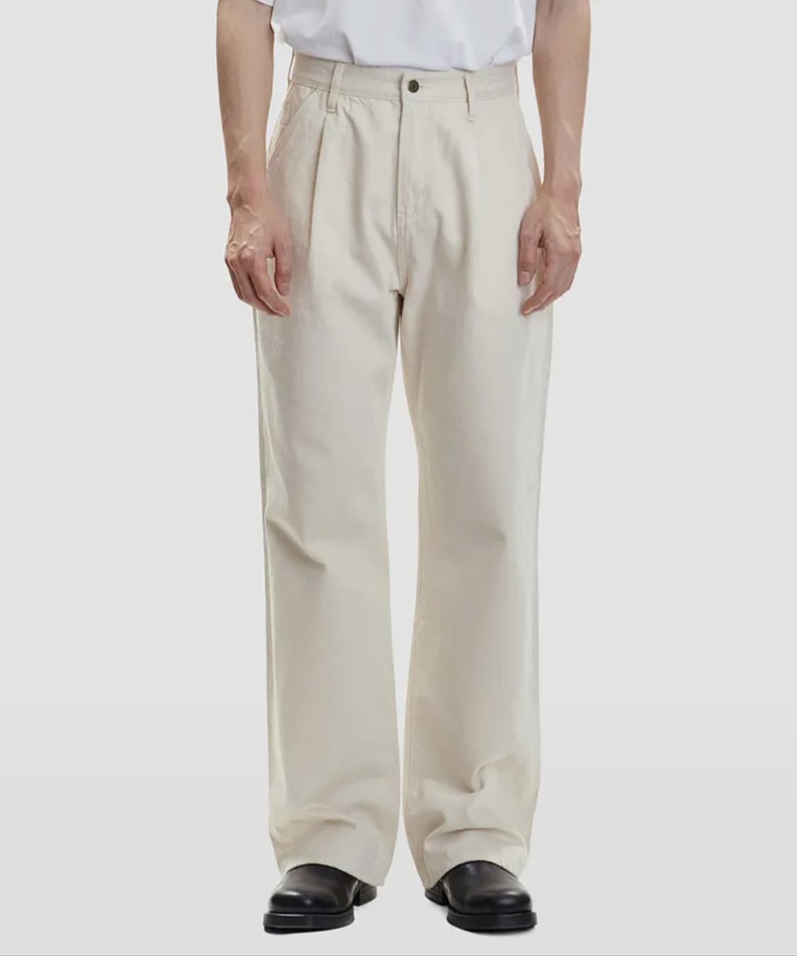 (28)모드나인 sleep over 와이드핏 크림진 상품이미지1