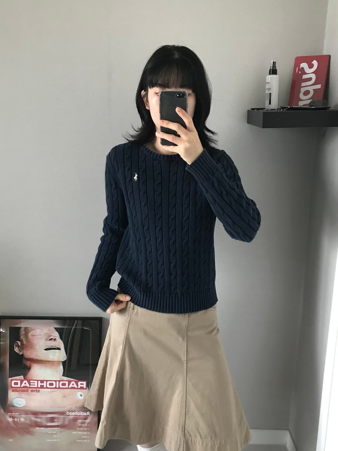 폴로 랄프로렌 포니 로고 네이비 케이블 니트 상품이미지1