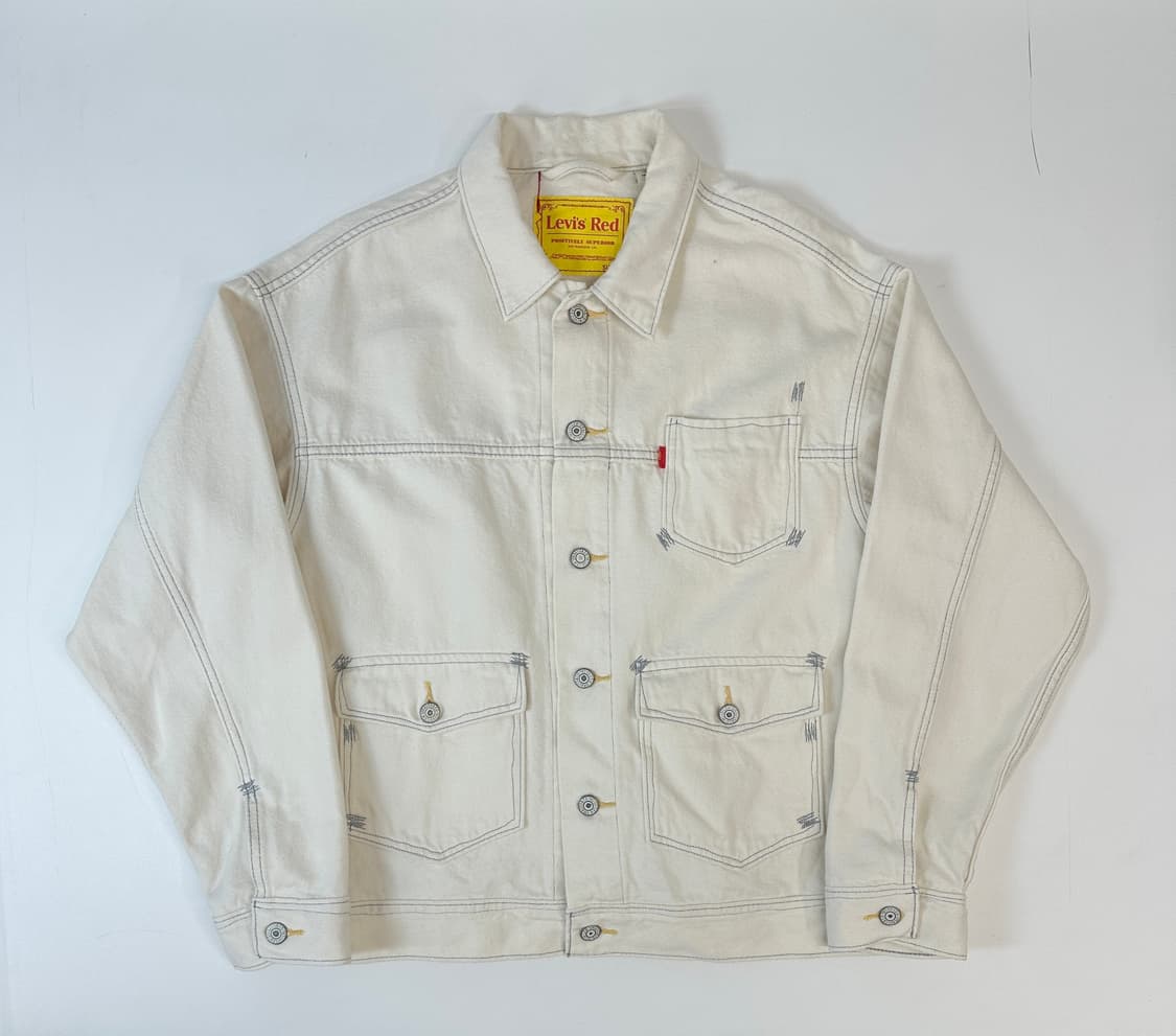 리바이스 오버핏 RED 화이트 그레이 스티치 트러커 자켓 상품이미지1
