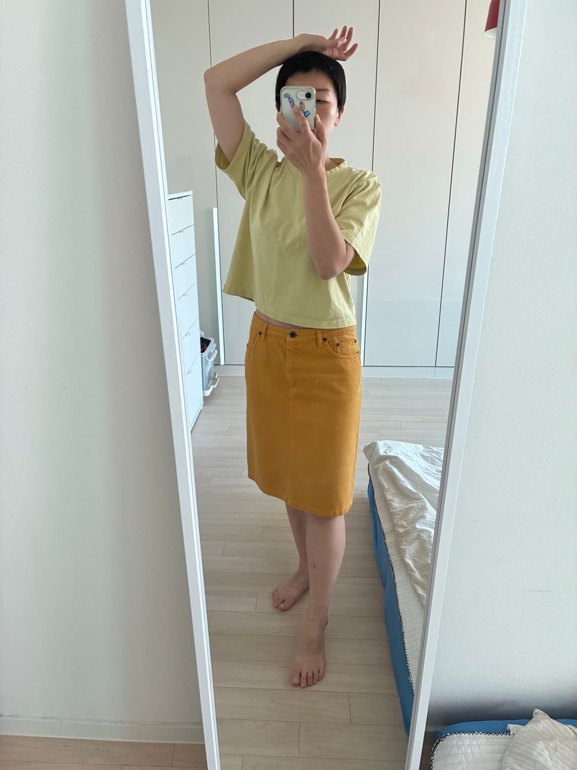 Miu Miu 머스타드 옐로우 데님 미니스커트 (사이즈 27) 상품이미지8