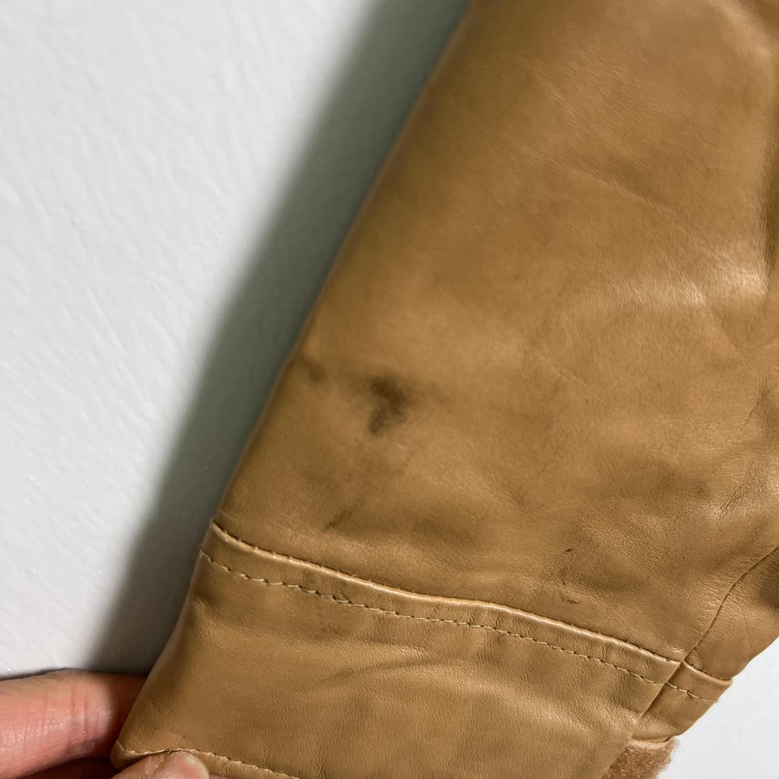 90's 아르마니 익스체인지 베이지 가죽 자켓 S 상품이미지10