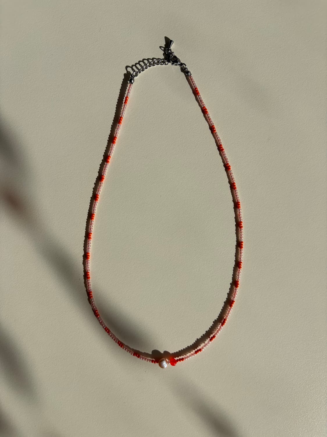 진주 주황비즈 목걸이 상품이미지2