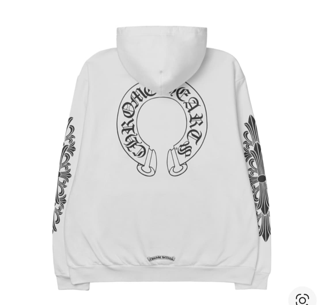 XL 크롬하츠 홀스슈 플로랄 후드 화이트 상품이미지3