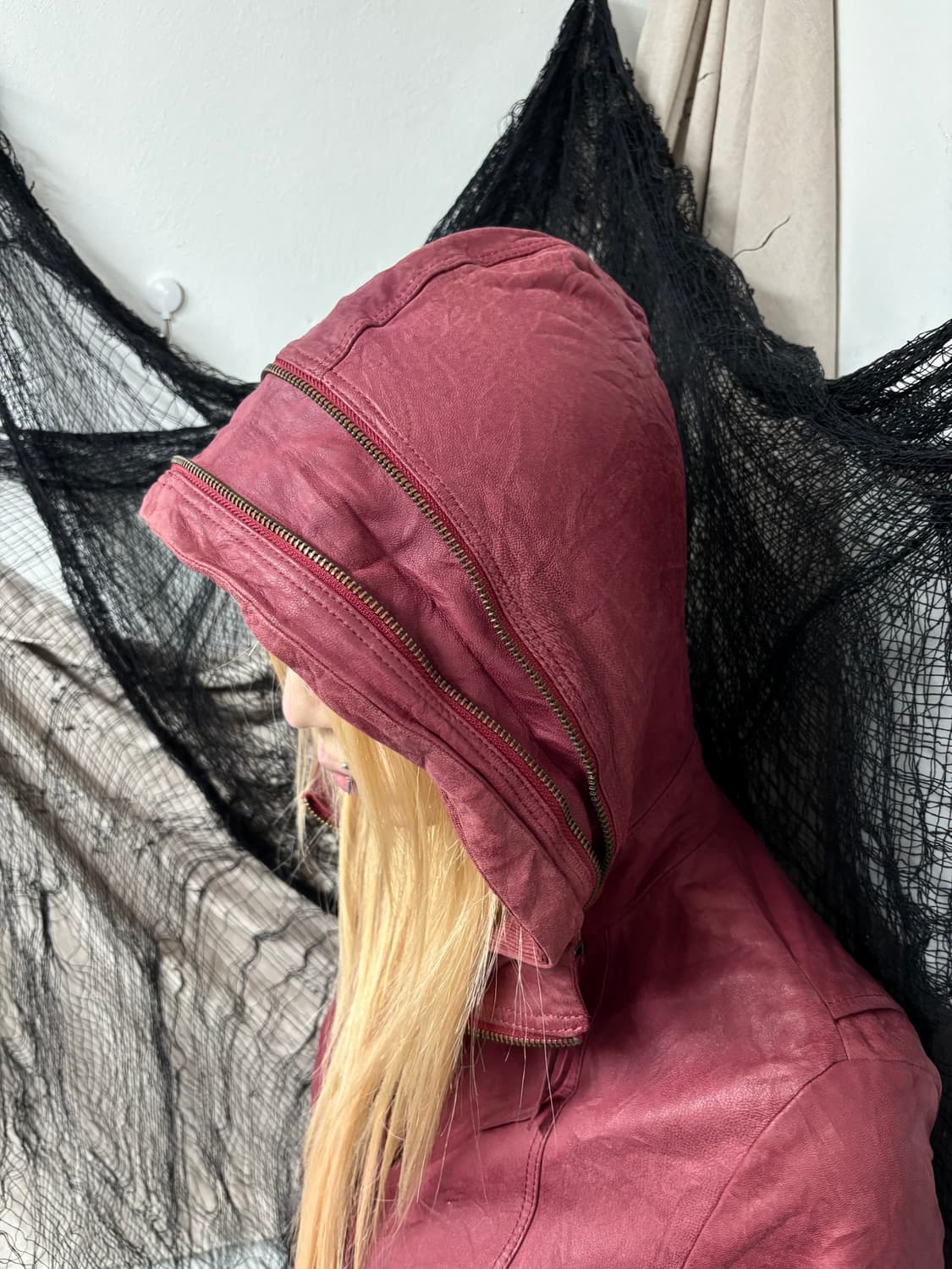 [2000s Avirex]Burgundy Zip Hoodie SheepS 상품이미지4