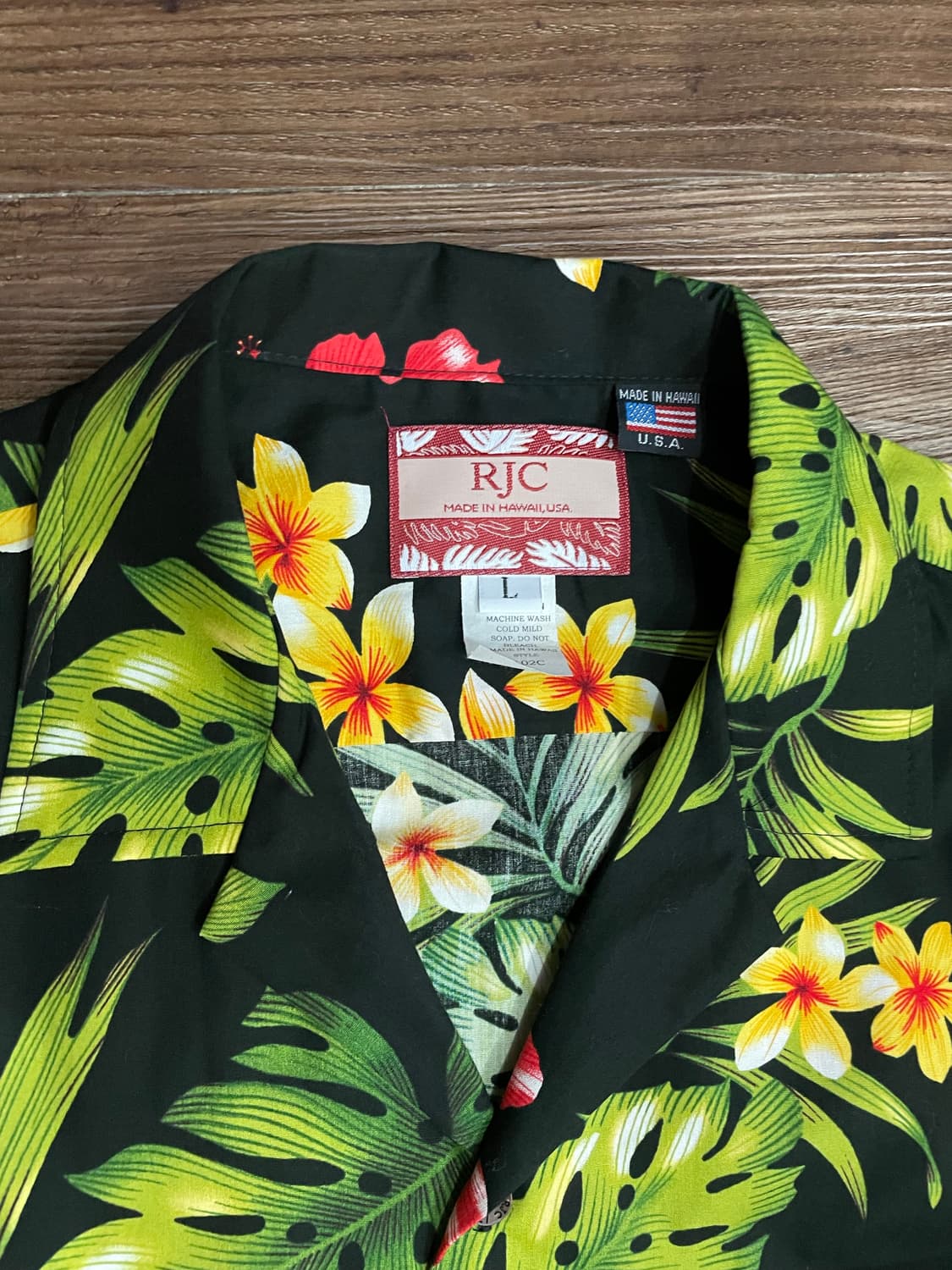 RJC Made In Hawaii 히비스커스 트로픽 하와이안 셔츠 블랙 상품이미지7