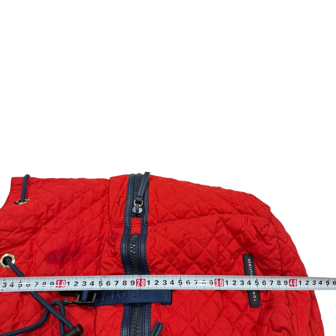 타미힐피거 빈티지 복조리 스트링 퀄팅 포켓 백팩 가방 레드 상품이미지7