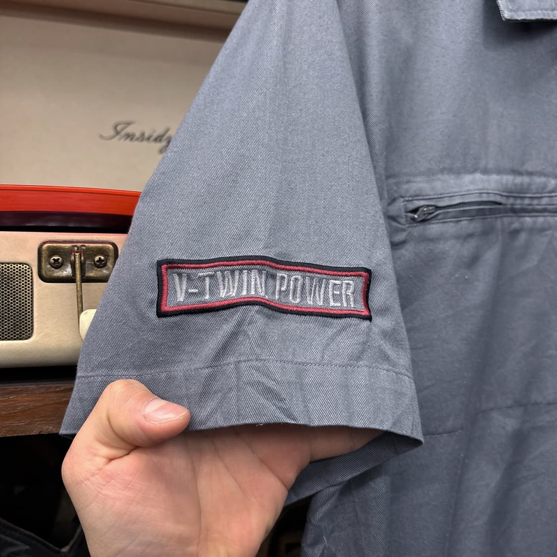 00s 할리데이비슨 레터링바 오픈윙 자수 지퍼포켓 개러지셔츠 N1185 상품이미지7