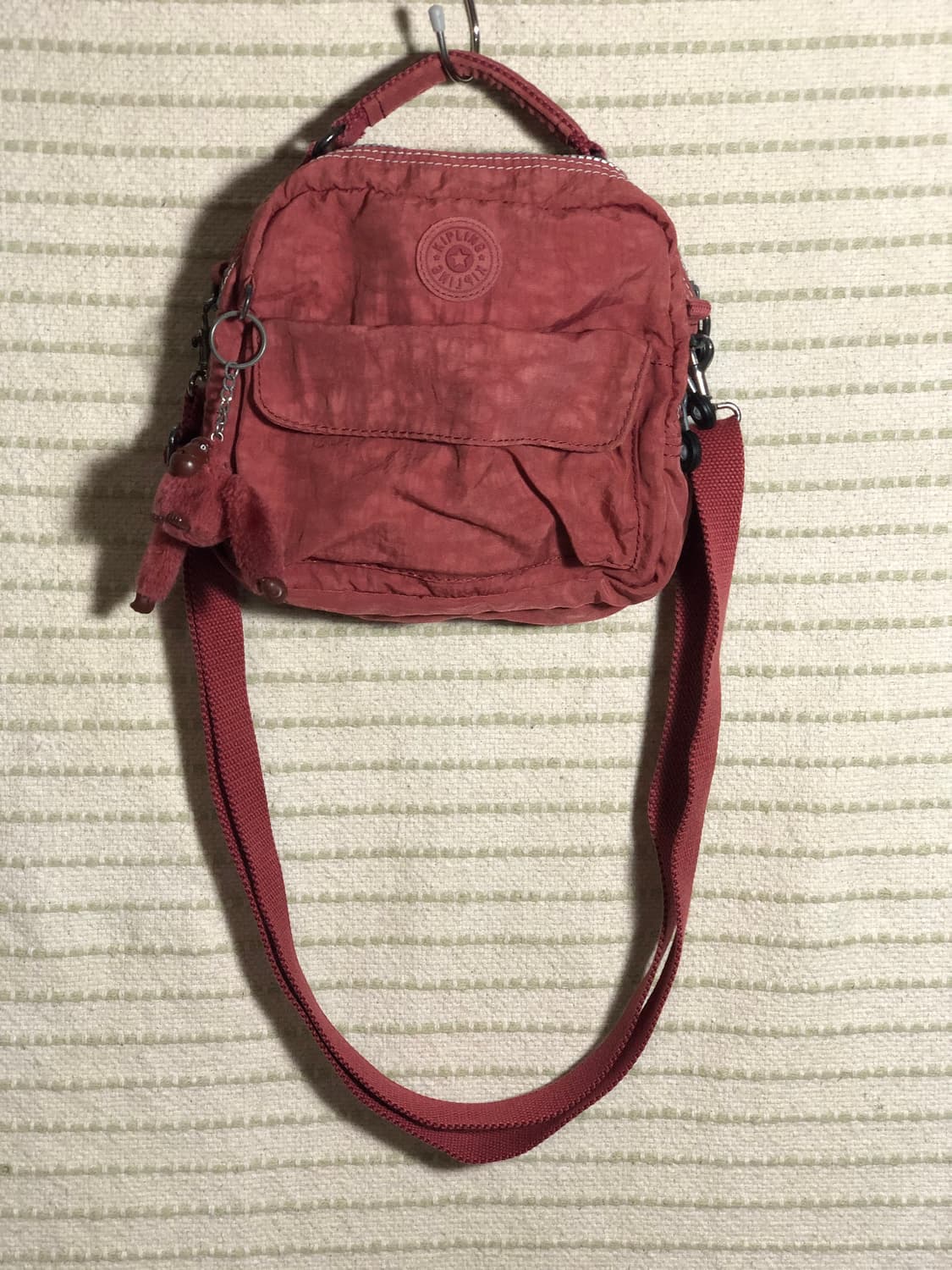 빈티지 키플링 Y2K 나일론 파스텔 핑크 미니 크로스백 여행가방 상품이미지1