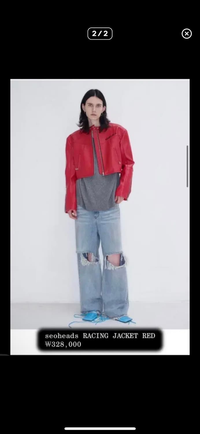 에스이오 가죽 레드컬러🫧(1회착용) 상품이미지2