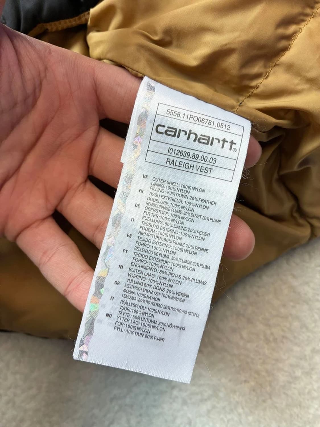 칼하트 WIP 덕다운 패딩 조끼 PN5915    상품이미지9