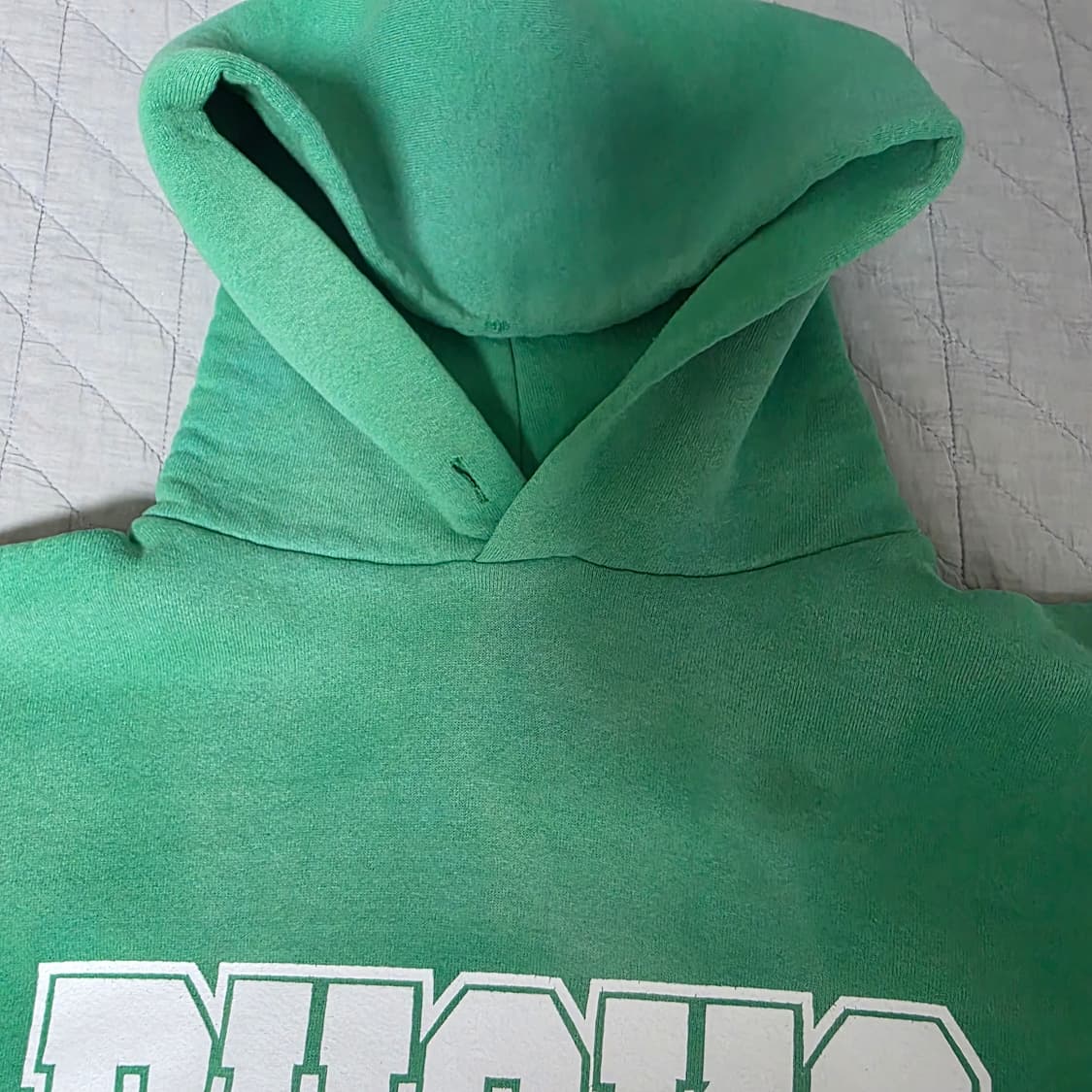 [L] 90s 빈티지 러셀 애슬레틱 라이트 그린 후드티 후디 썬페이드 상품이미지3