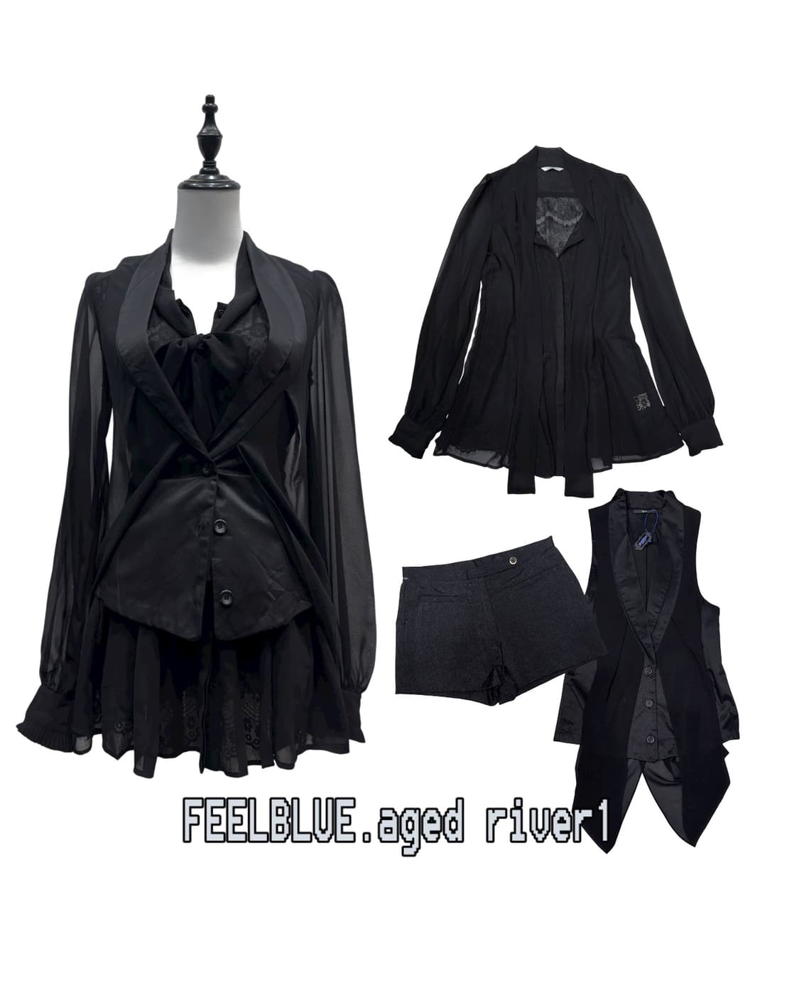 Goth vest lipservice blouse pants 3pcs 상품이미지1