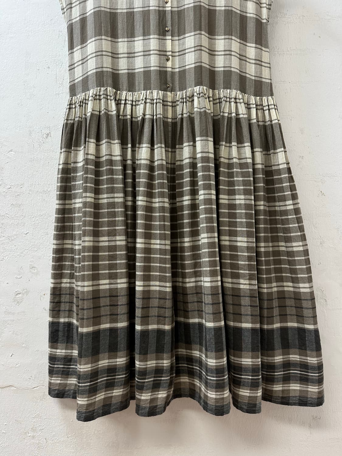 일본빈티지 Studio Clip 스튜디오클립체크 배색 코튼 반팔 원피스 상품이미지2