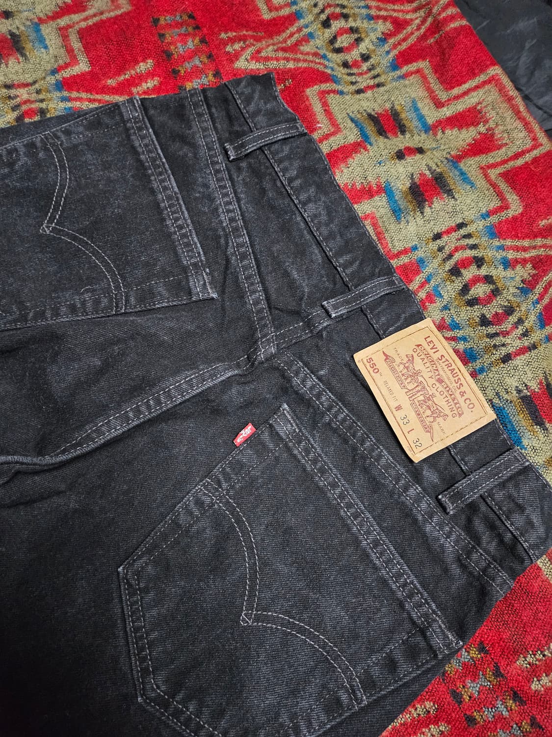 90s USA levis 550 black denim jean 33 상품이미지8