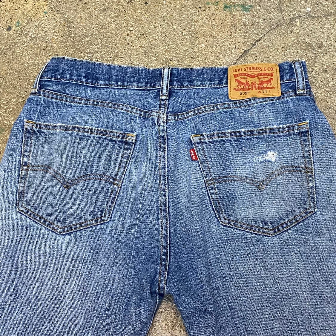 미국 빈티지 리바이스 505 찢청 연청바지 34 상품이미지9