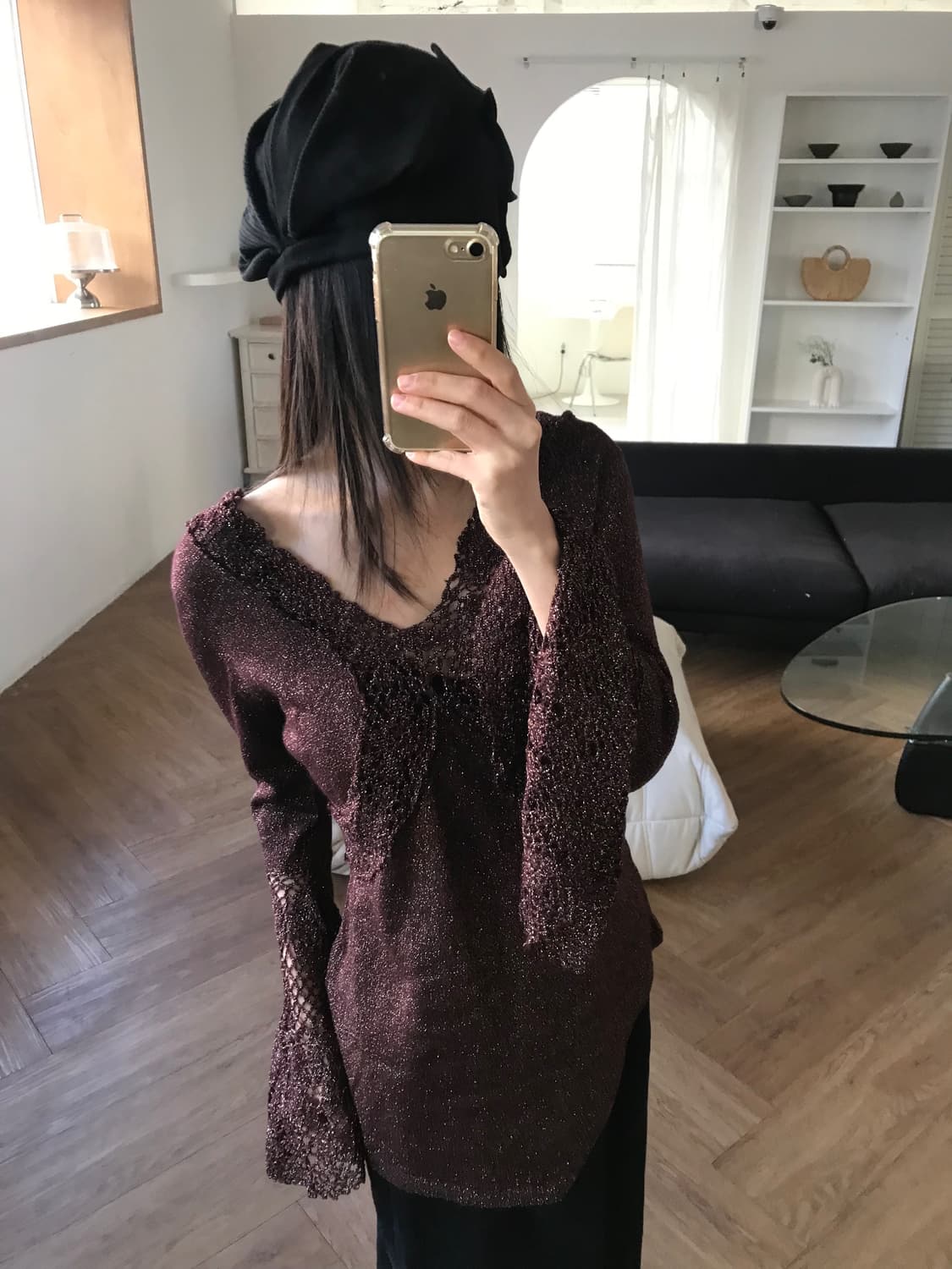 vintage pearl lace top (black color) 상품이미지2