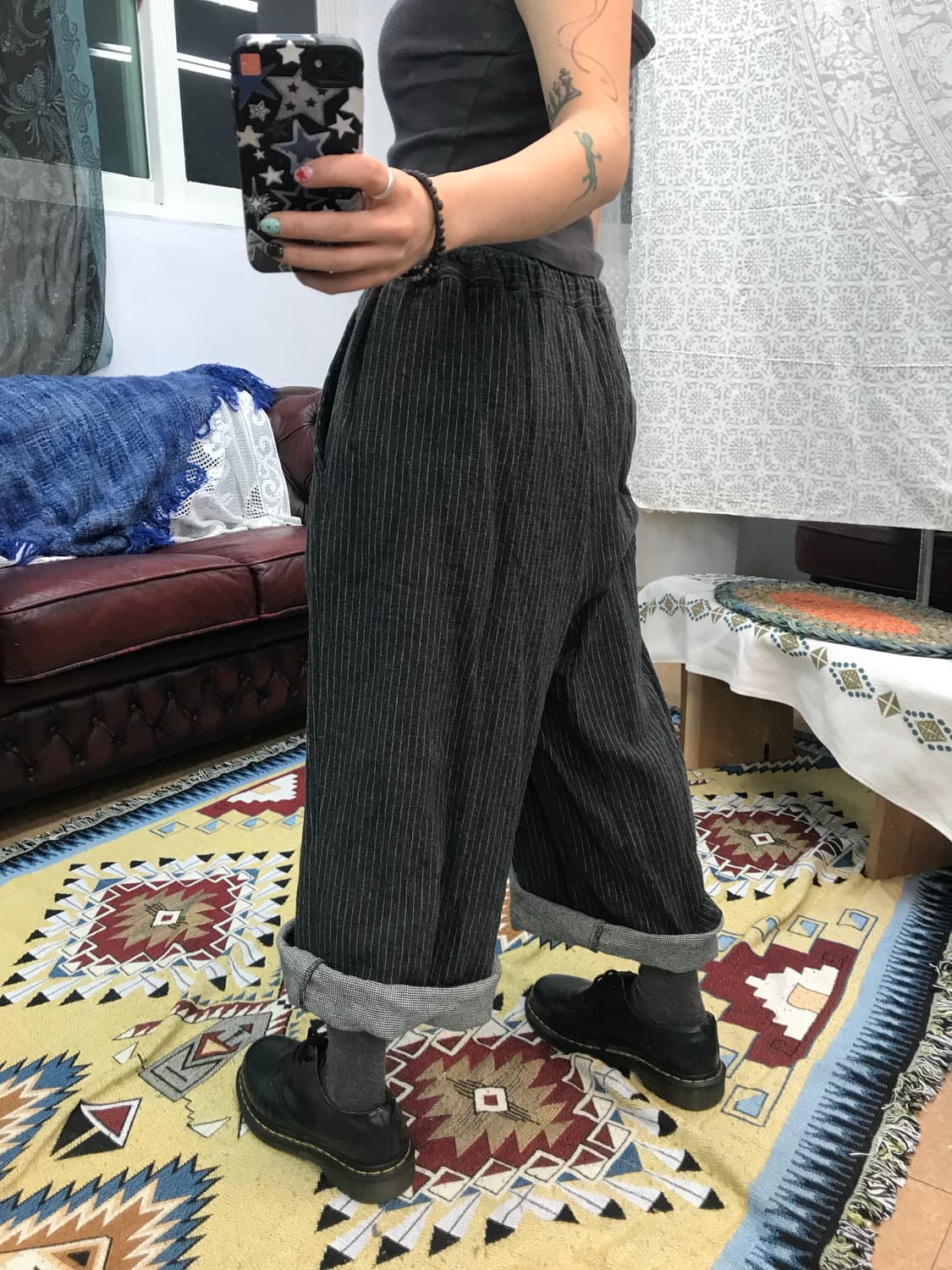 빈티지 스트라이프 밴딩 9부 바지  상품이미지2