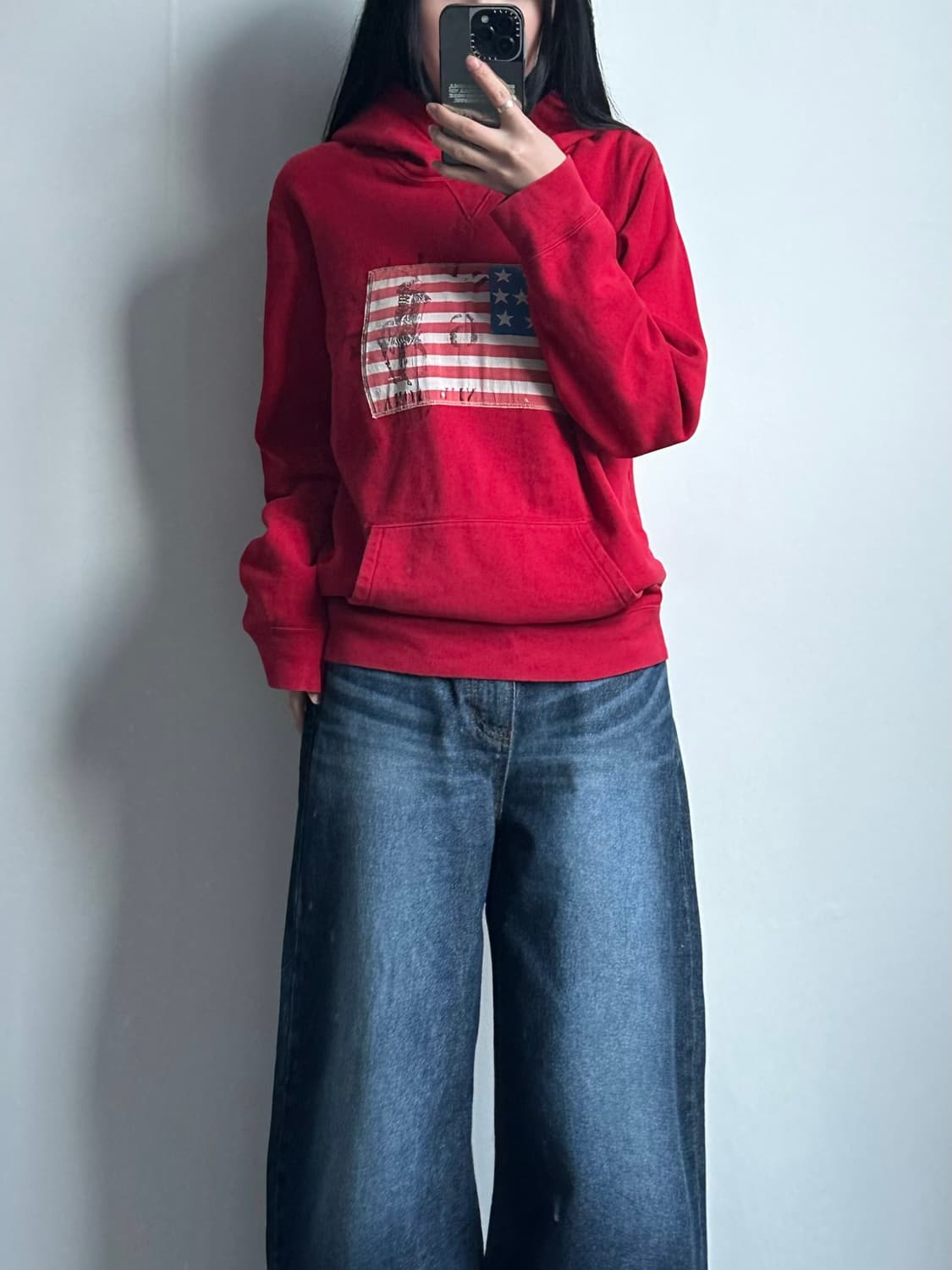 폴로 랄프로렌 성조기 레드 후드티 상품이미지1