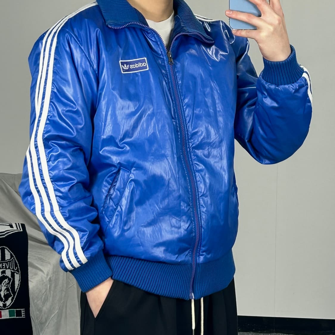 아디다스 올드스쿨 로고 블루 점퍼 자켓 M  상품이미지1