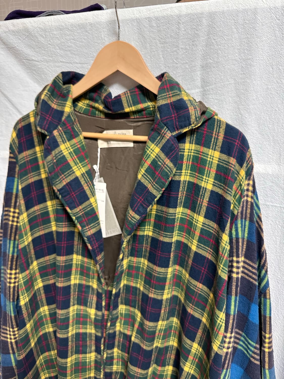 나나서카 체크후드 가운코트 상품이미지1