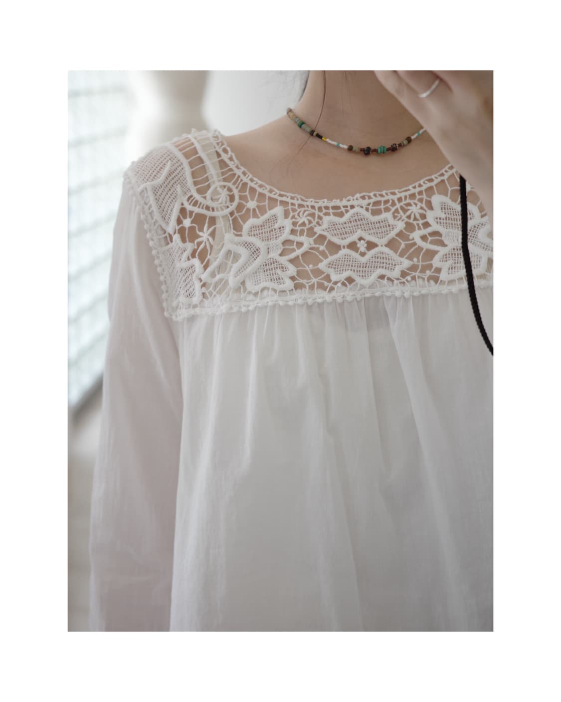 GAP white sheer shirring top 상품이미지7