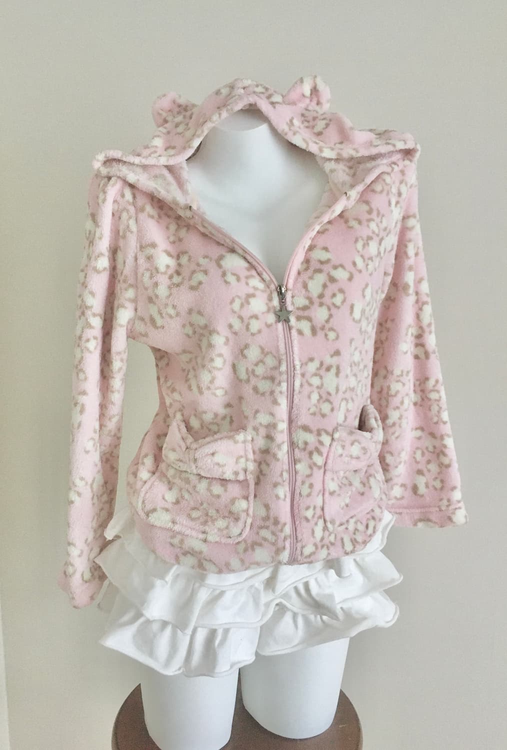 핑크 레오파드 쿠마미미 리본포켓 퍼 후드집업 히메갸루 조지후쿠 상품이미지2