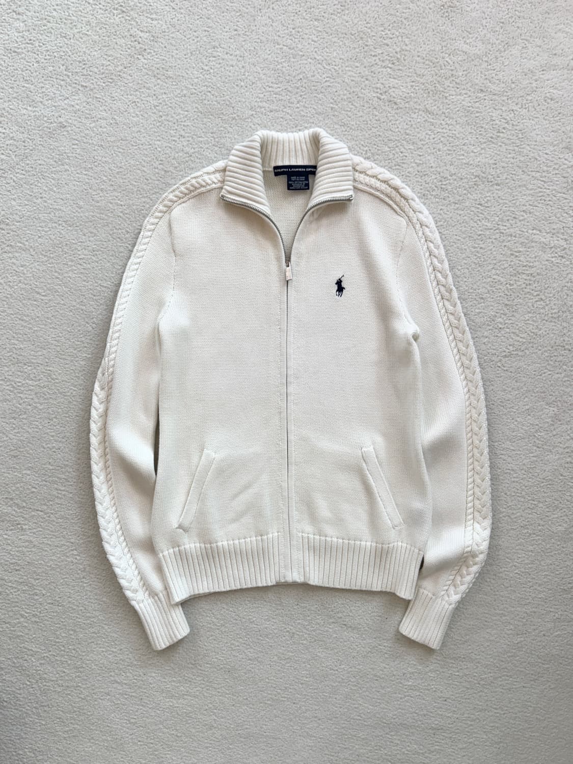 폴로 화이트 꽈배기 집업 상품이미지2