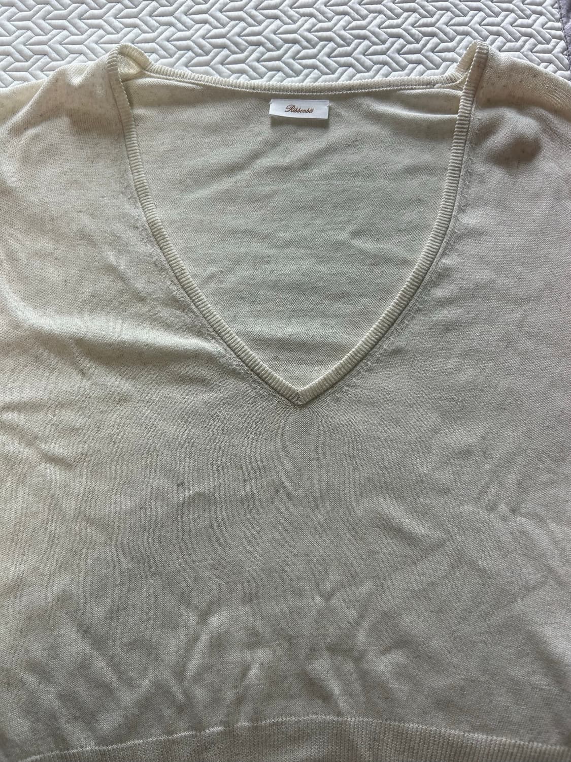 리본빛 Kind 카인드 Paper V-neck Knit - Ivory   상품이미지2