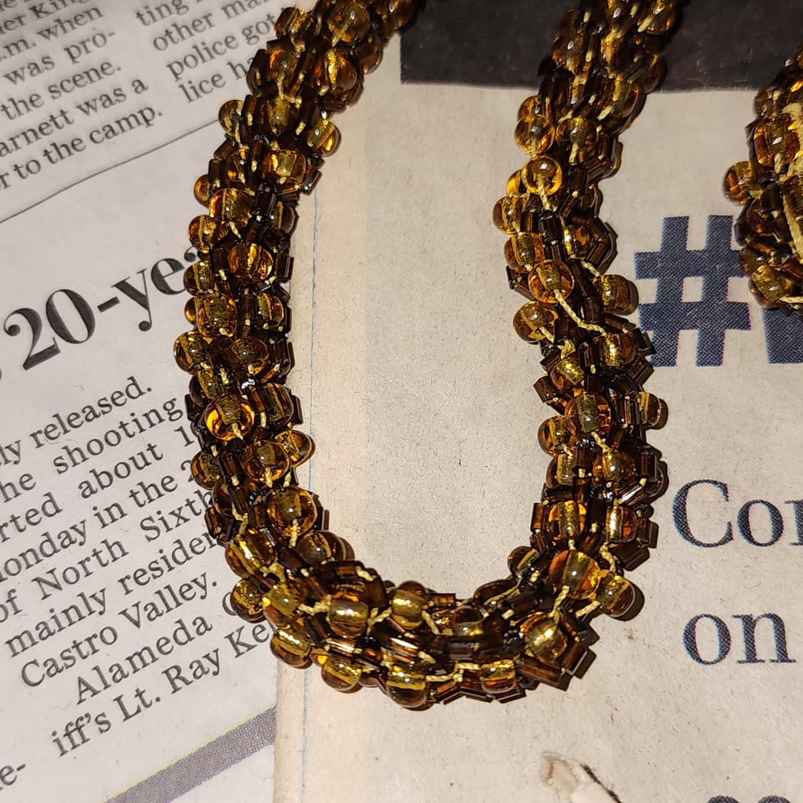 90s 프랑스 빈티지 목걸이 앰버 브라운 비즈 목걸이 빈티지 쥬얼리 상품이미지3