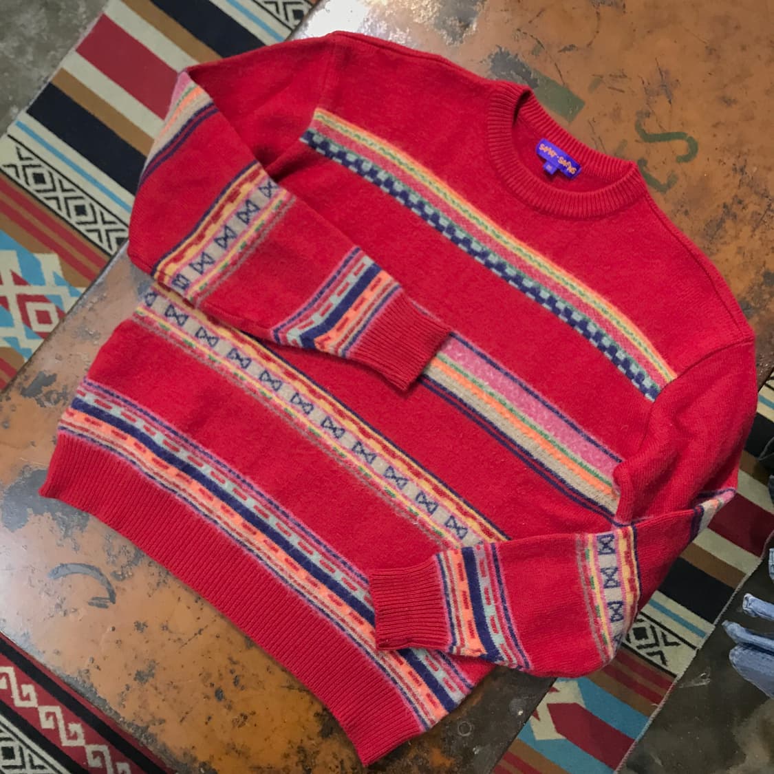 빈티지 레드 컬러링 니트 스웨터 여성 프리사이즈  상품이미지3