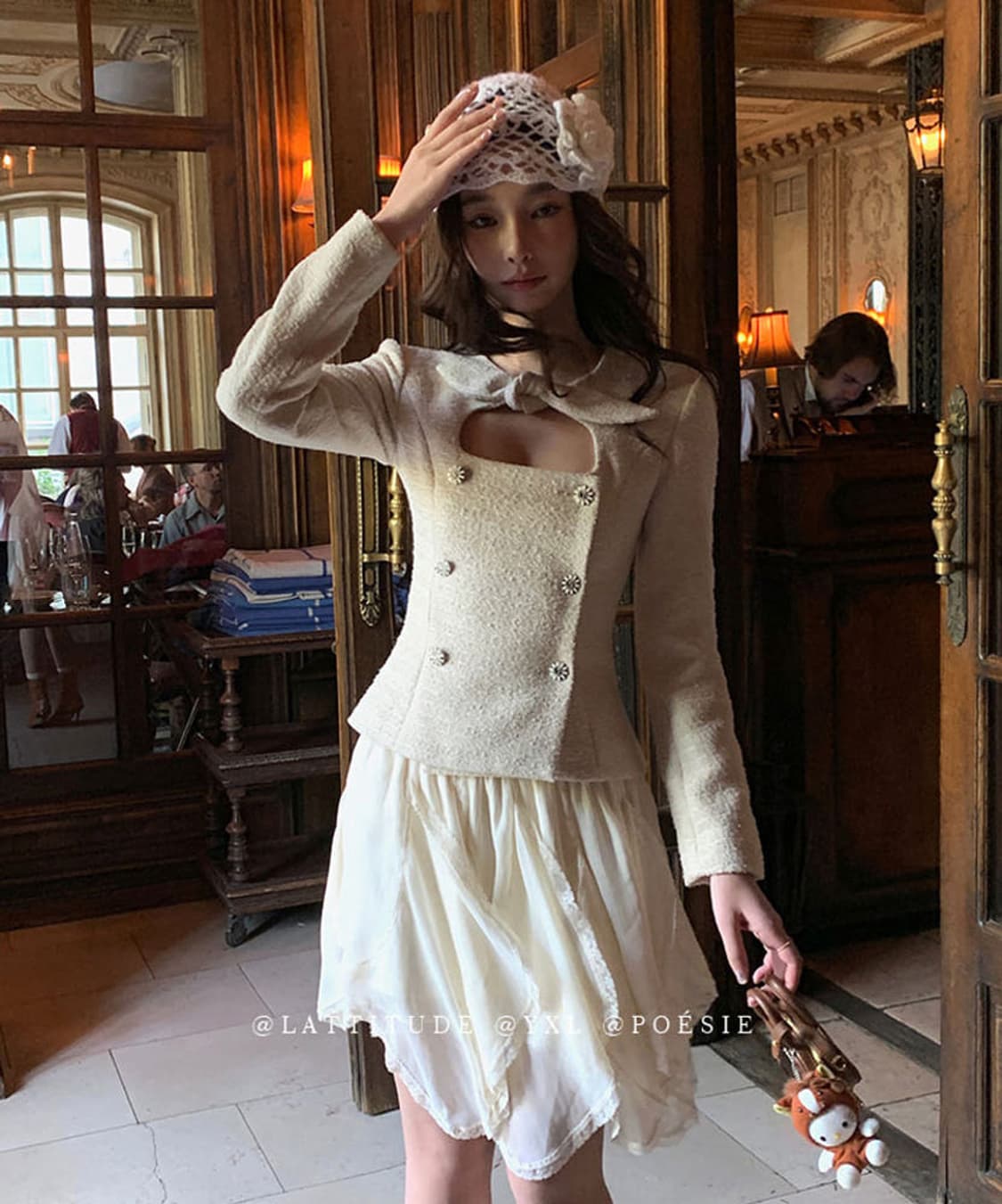 파리지앵바이브 보우 스퀘어 트위드 자켓 상품이미지3