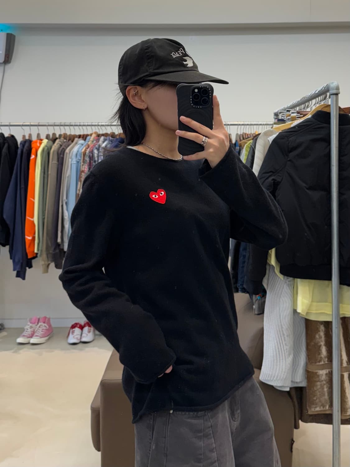 꼼데가르송 레드 하트 와펜 울 니트 상품이미지7