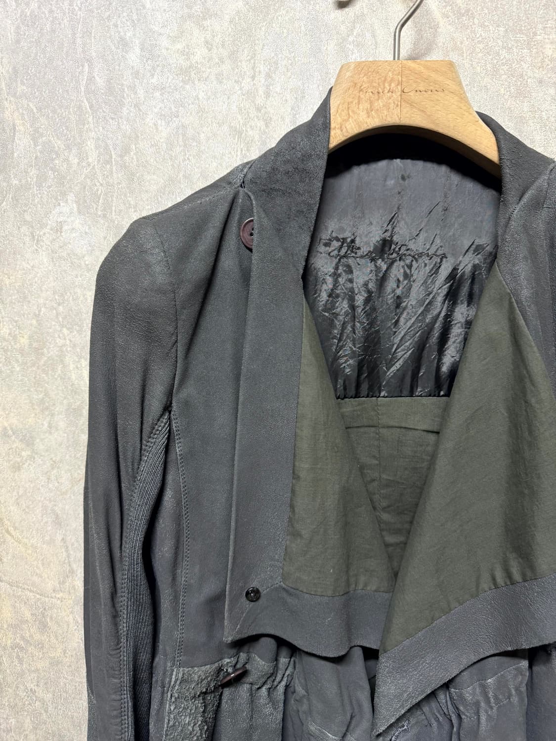 38 / Rick Owens 릭오웬스 셔링 레더 자켓 상품이미지2