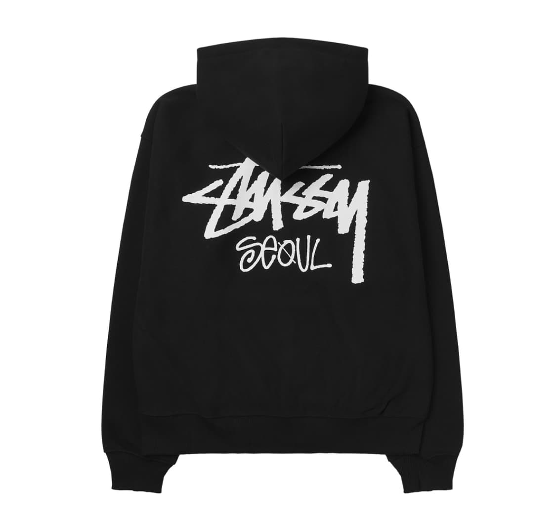스투시 스탁 서울 후드 집업 블랙 상품이미지1