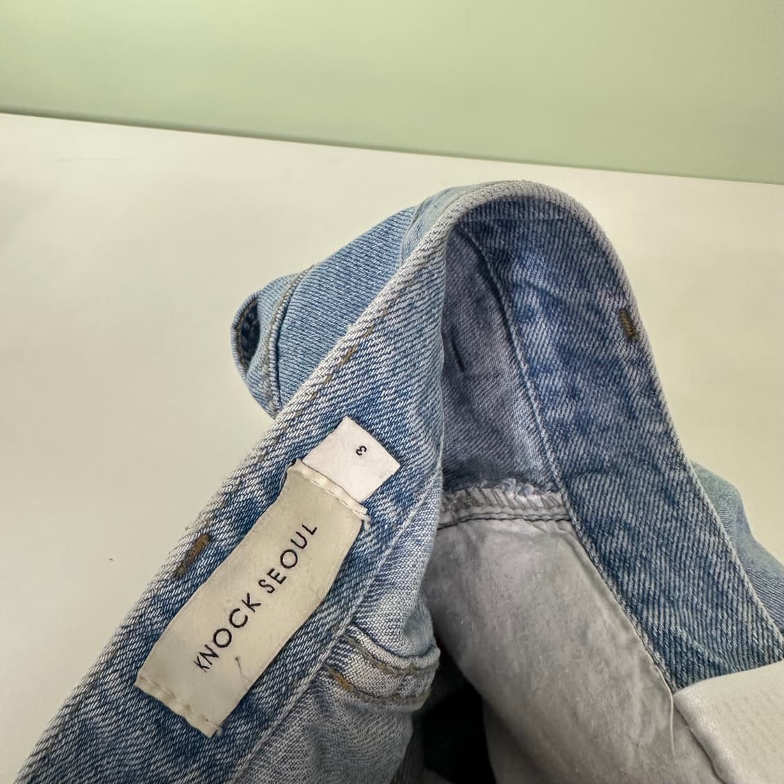 XL 3 낙서울 KNOCK SEOUL 세미와이드 페인팅워시드 연청 데님팬 상품이미지6