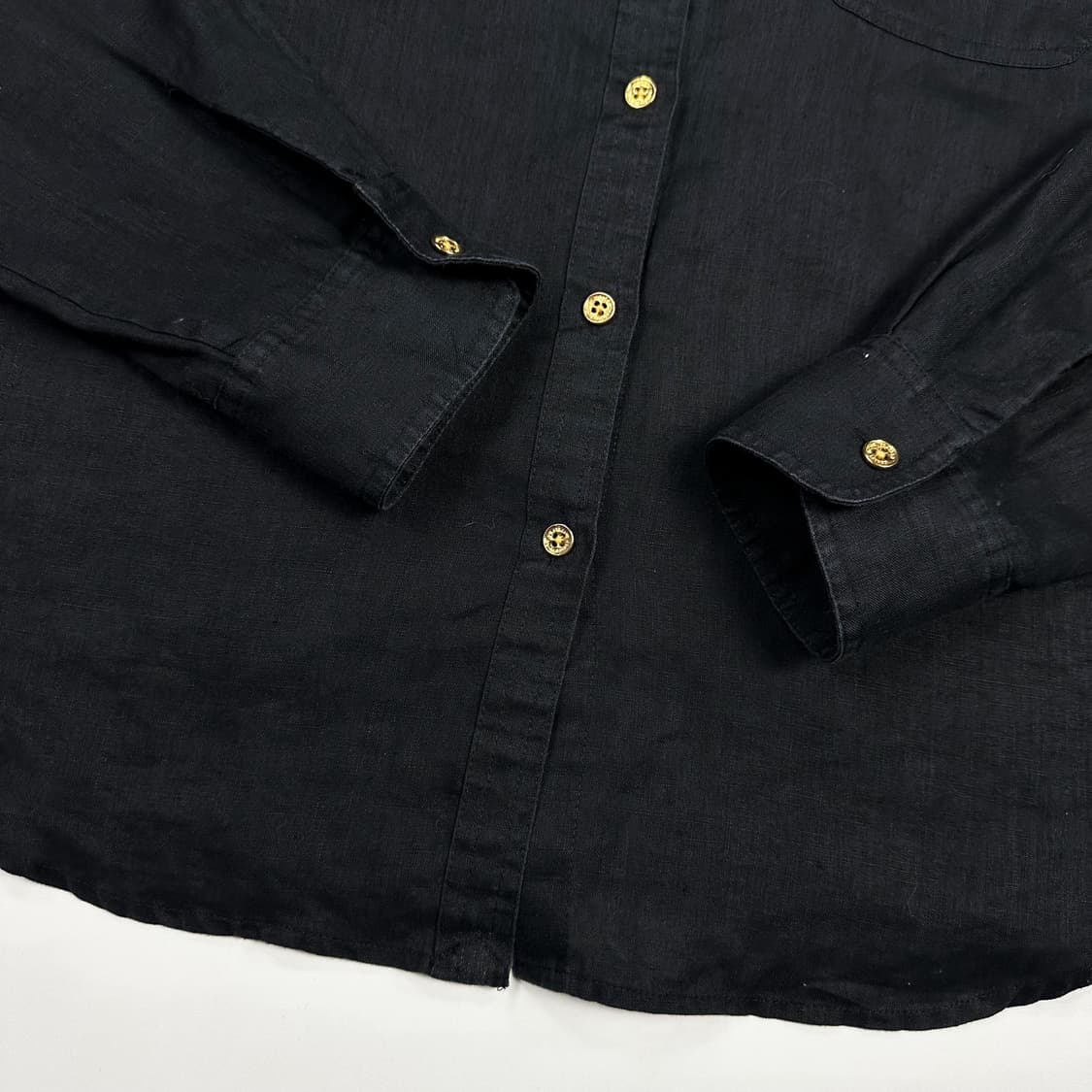 폴로 랄프로렌 클래식 헨리넥 금장 린넨셔츠 블랙 여성M 상품이미지3