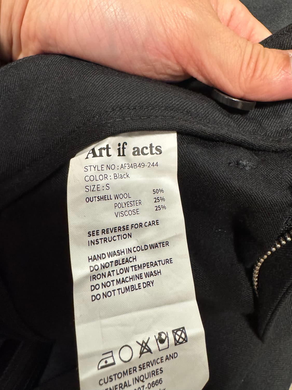 아트이프액츠 리버스 울 투턱 팬츠 블랙 S 상품이미지3