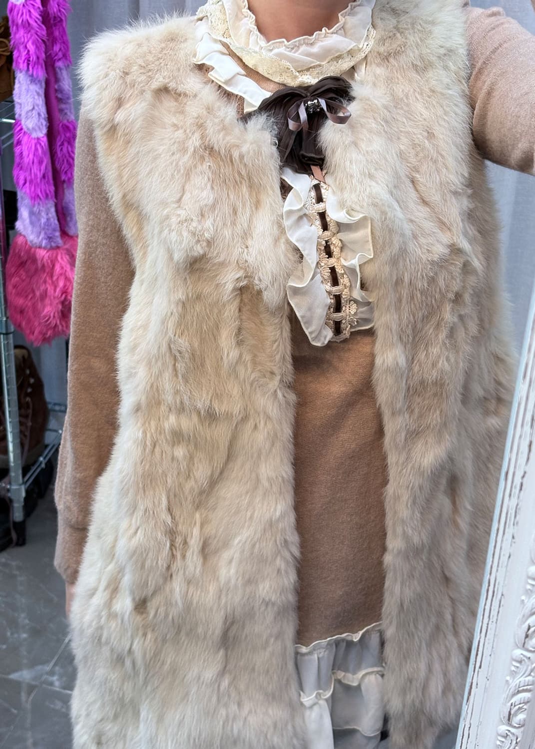 롱니트 퍼 베스트 상품이미지1