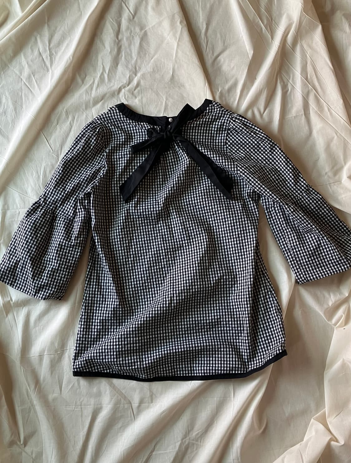 깅엄체크 러블리 블라우스 상품이미지4