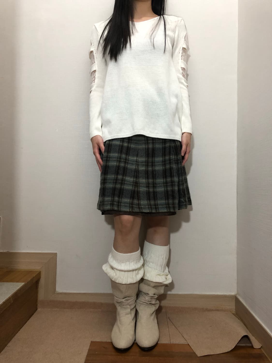 빈티지 화이트 플로럴 레이스 컷아웃 니트 상품이미지6