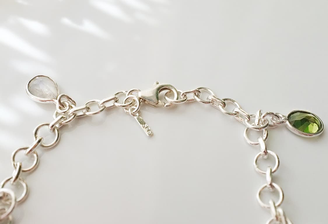 925 실버 천연석 참달린 데일리 심플 팔찌 상품이미지6