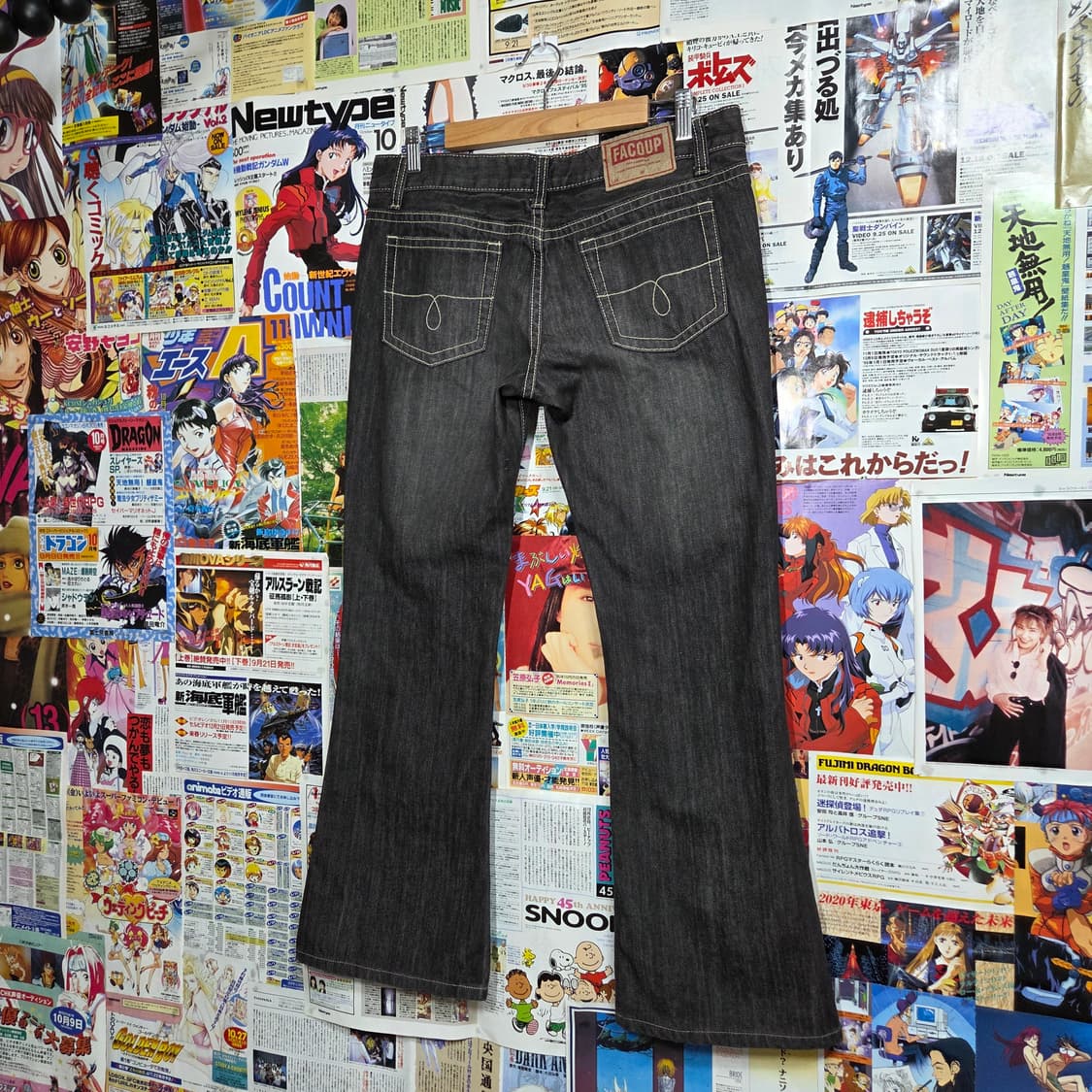 빈티지 흑청 워싱 스티치 로우라이즈 부츠컷 팬츠 상품이미지2