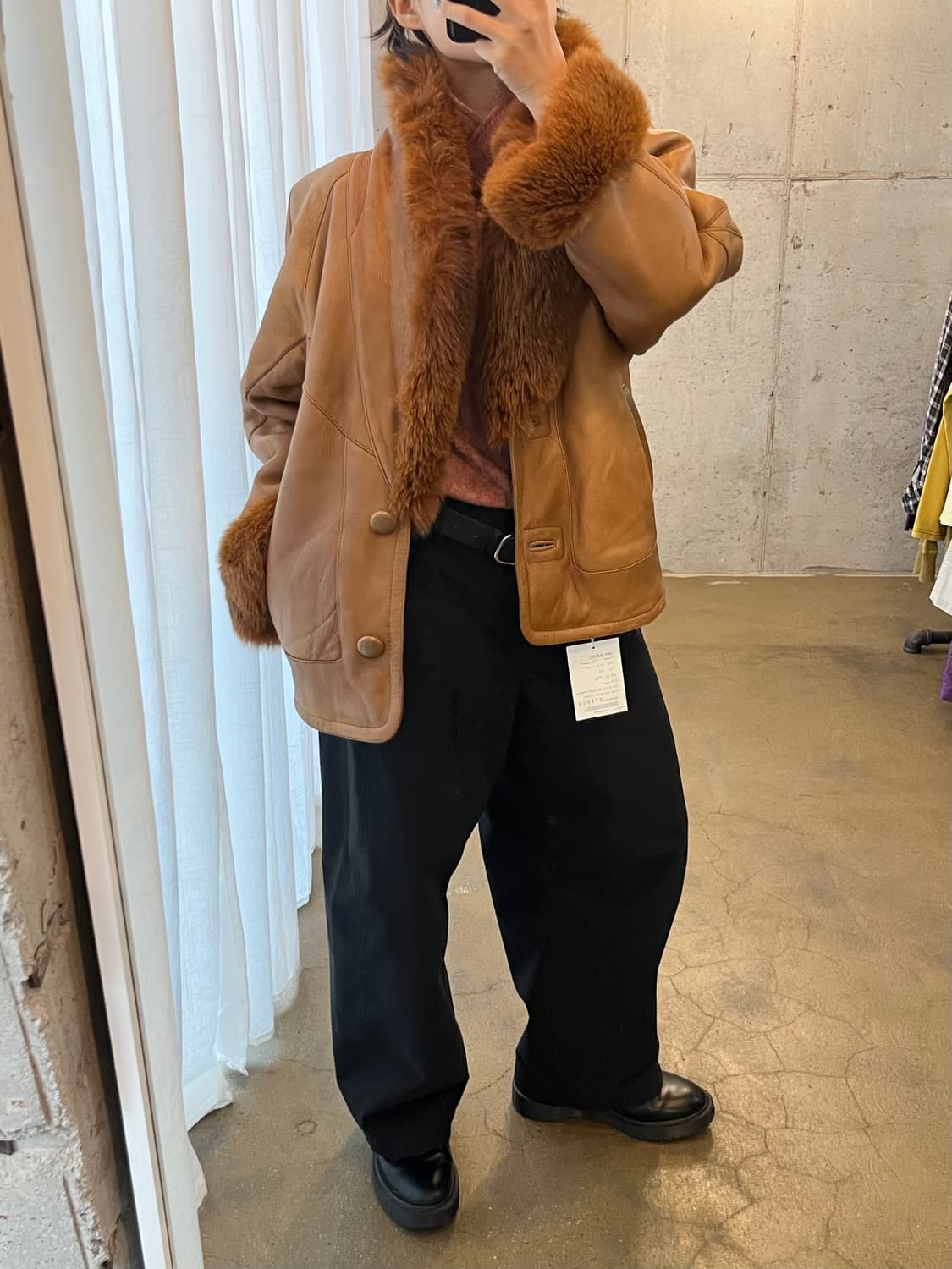 90s CAREER 폭스퍼 램스킨 자켓 브라운 상품이미지5