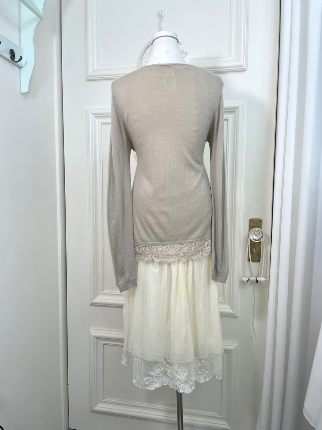 khaki ivory lace fairy 3pcs set 상품이미지3