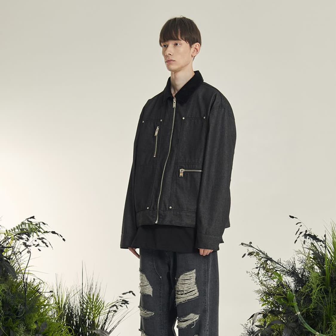OY 오와이 패넬 코듀로이카라 데님 트러커 자켓 오버핏 상품이미지3