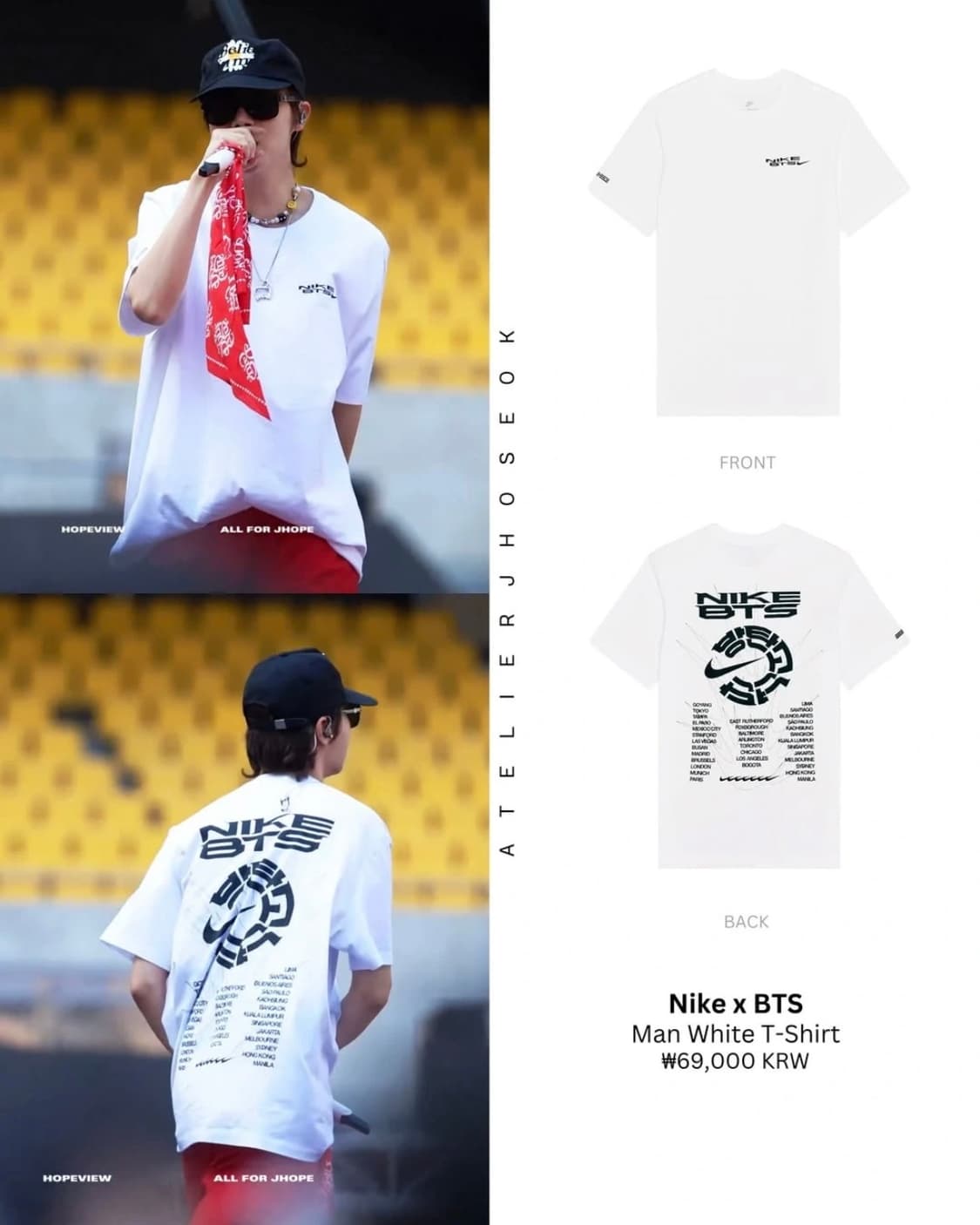 NIKE 나이키 BTS 화이트 반팔 티셔츠 상품이미지3