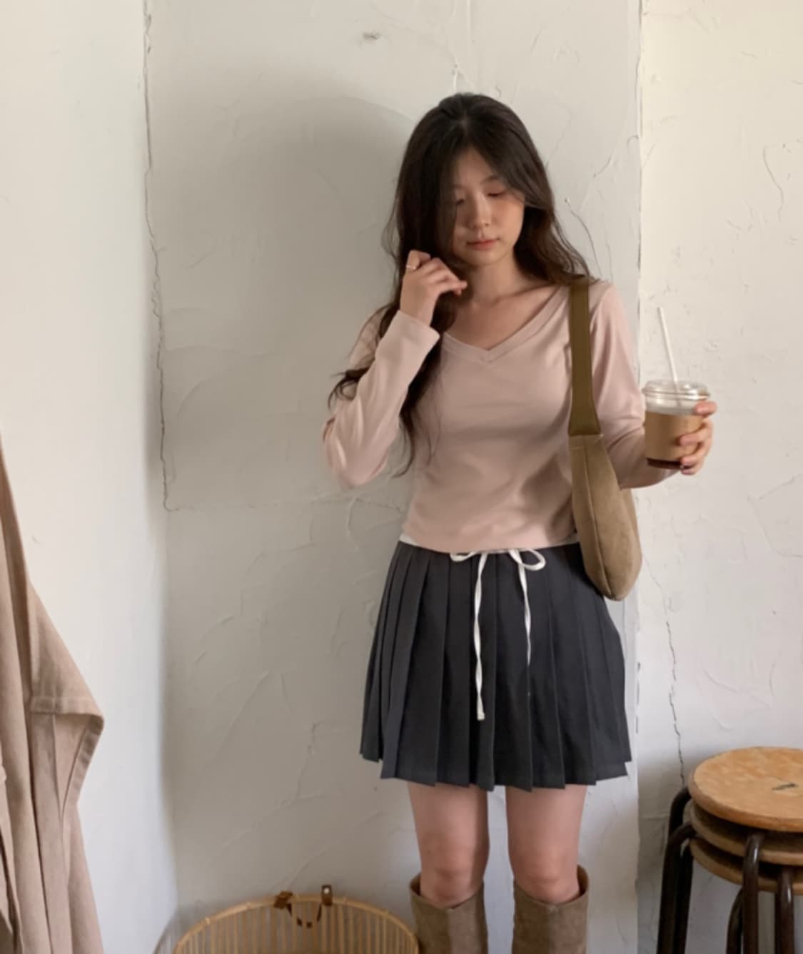 오이니 심플 글램탑 티셔츠 핑크 상품이미지1