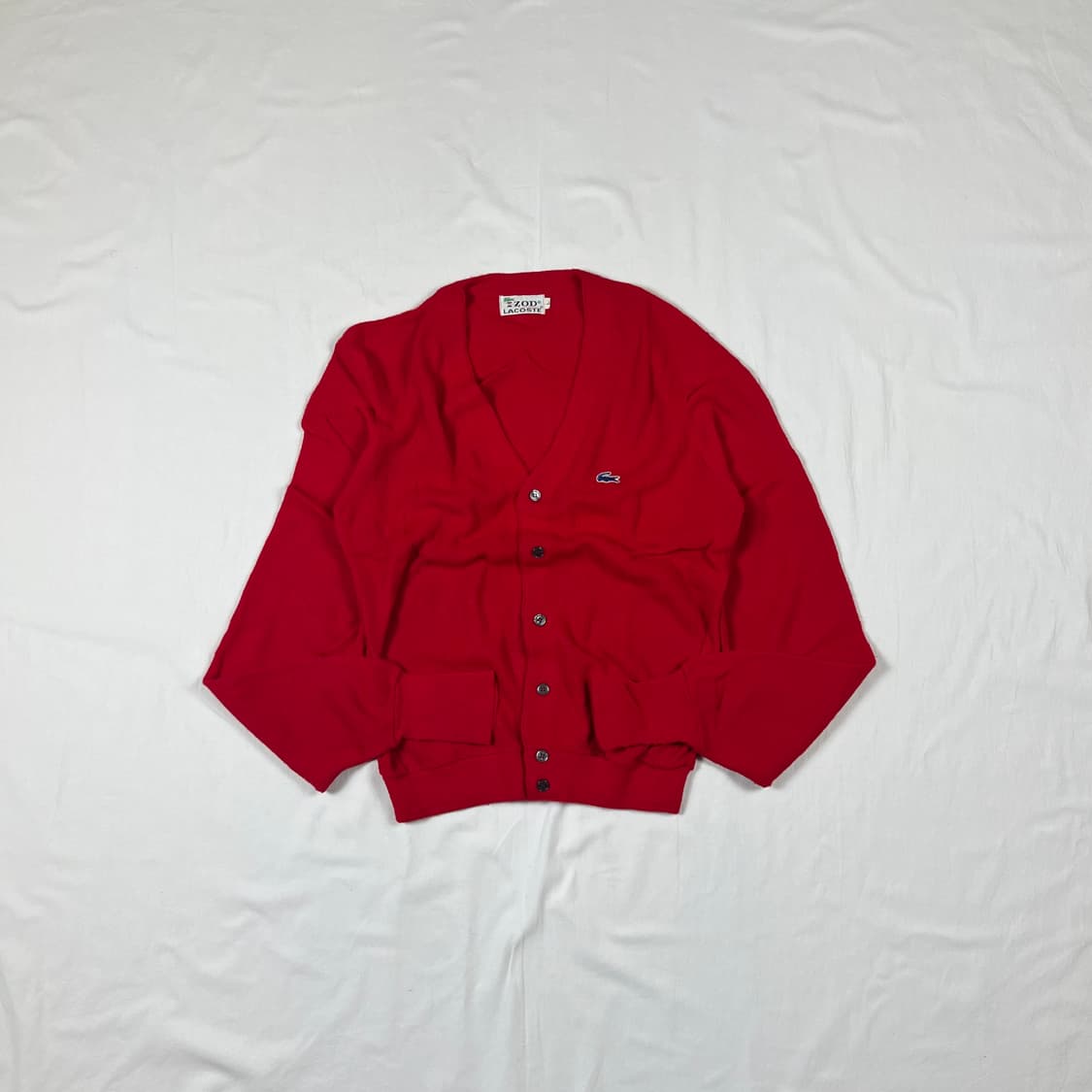 80‘s izod 라코스테 블루 로고 올론아크릴 가디건 상품이미지1